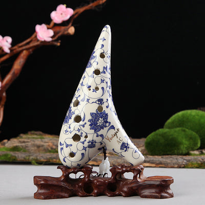 Ocarina de Cerámica Azul y Blanco - 12 Orificios en Do Alto - Image 10