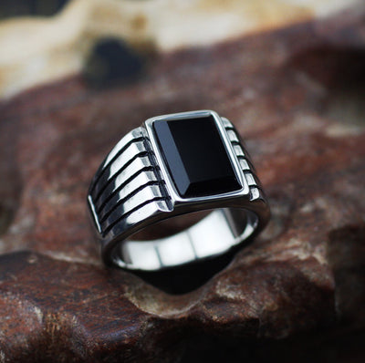 Anillo Ajustable de Plata Esterlina con Ágata Negra y Circón - Image 6