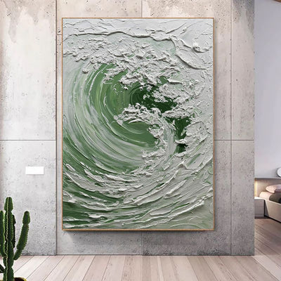 Cuadro Abstracto Olas del Océano Nórdico - Pintura al Óleo sobre Lienzo para Sala y Oficina - Image 3