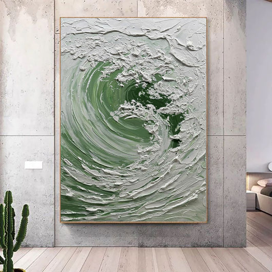 Cuadro Abstracto Olas del Océano Nórdico - Pintura al Óleo sobre Lienzo para Sala y Oficina - Image 3