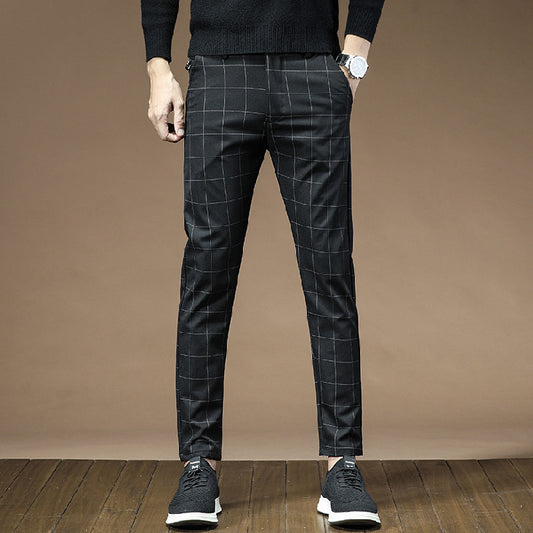 Pantalones de Vestir Cuadros Negros para Hombre
