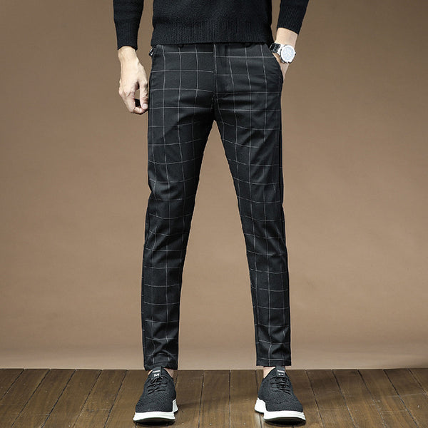 Pantalones de Vestir Cuadros Negros para Hombre