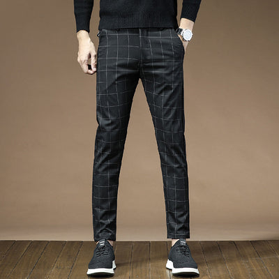 Pantalones de Vestir Cuadros Negros para Hombre