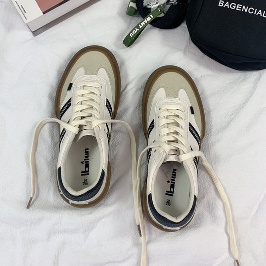 Tenis de Cuero Retro Blanco para Parejas - Estilo Vintage Moderno