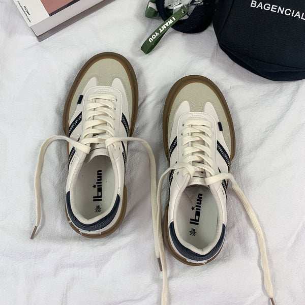 Tenis de Cuero Retro Blanco para Parejas - Estilo Vintage Moderno