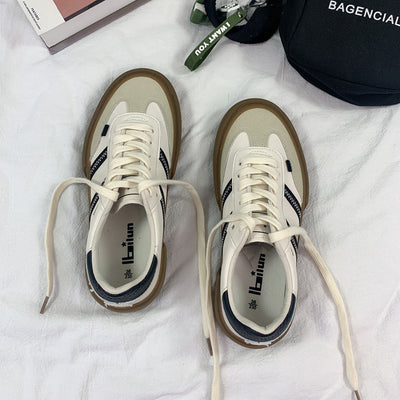 Tenis de Cuero Retro Blanco para Parejas - Estilo Vintage Moderno