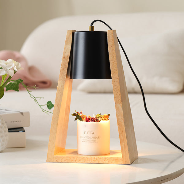 Luz Nocturna de Madera con Vela Derretible Estilo Japonés Regulable