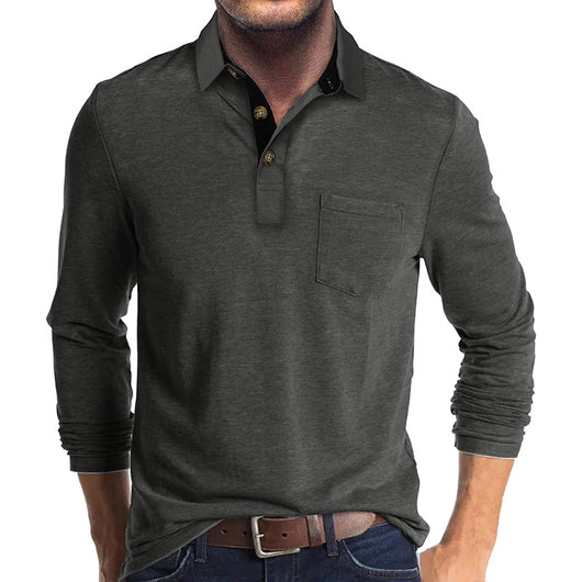 Camiseta Térmica de Cuello Solapa Manga Larga para Hombre - Image 21