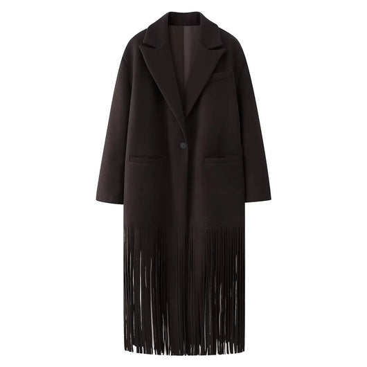 Abrigo de Lana con Flecos para Mujer - Estilo Urbano - Image 4