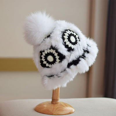 Gorro Cálido de Invierno con Pelaje de Zorro y Conejo - Diseño Tigre Tejido - Image 8