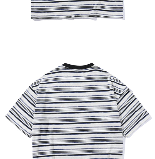 Camiseta Holgada Artística de Rayas para Hombre - Estilo Juvenil Fresco - Image 16