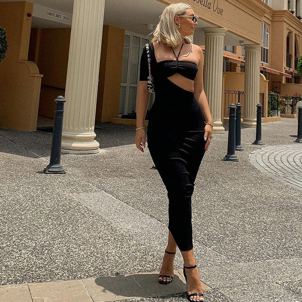 Vestido Halter con Pecho Envuelto - Colección Primavera Europeo para Mujer