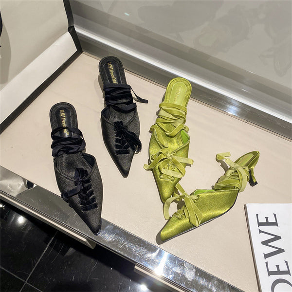Sandalias Elegantes con Punta Francesa y Tiras Ajustables para Verano