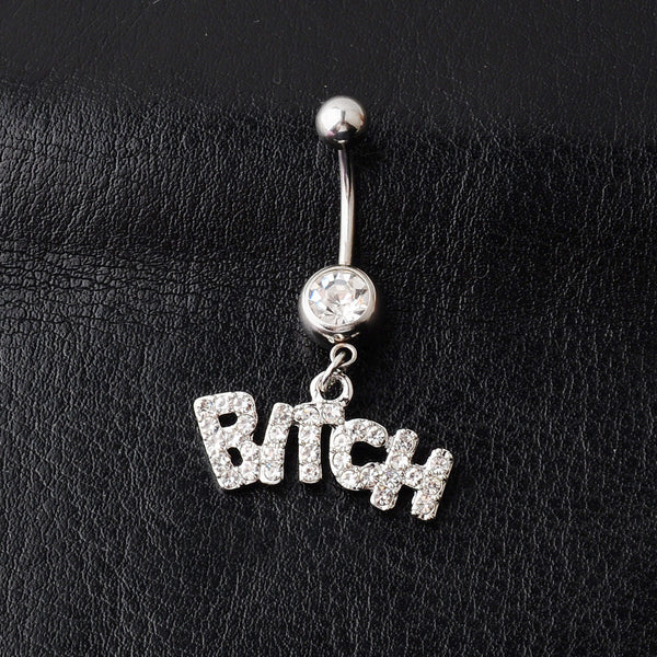 Piercing Ombligo Diamante Incrustado con Letras y Números