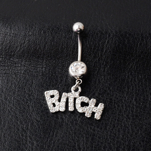 Piercing Ombligo Diamante Incrustado con Letras y Números - Image 2
