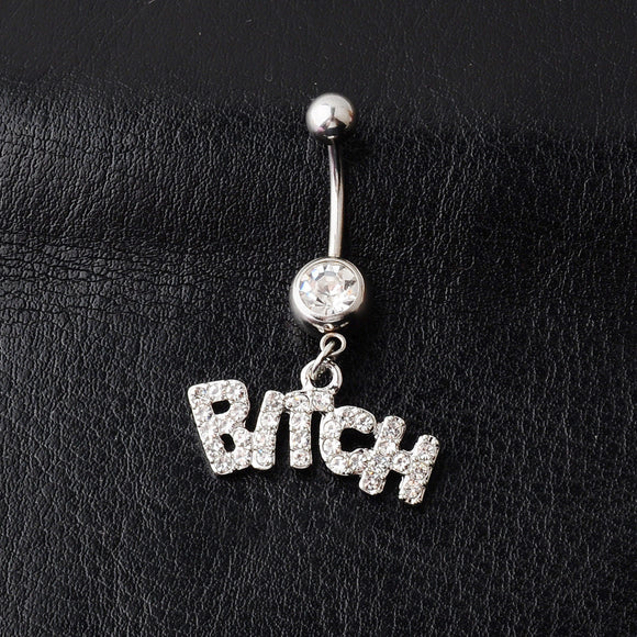Piercing Ombligo Diamante Incrustado con Letras y Números