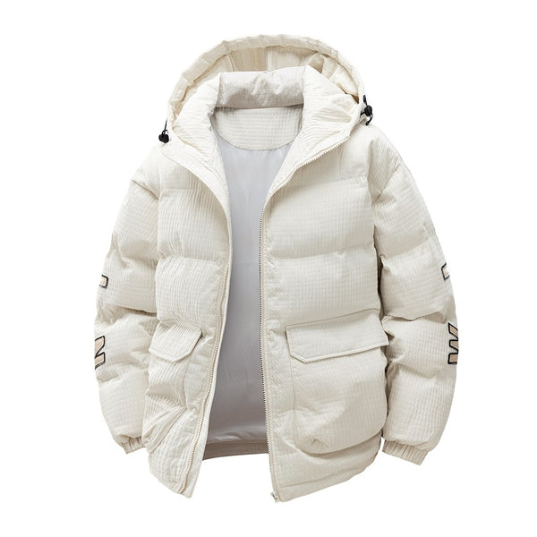 Chaqueta Acolchada de Invierno para Hombre con Capucha y Estampado Urbano