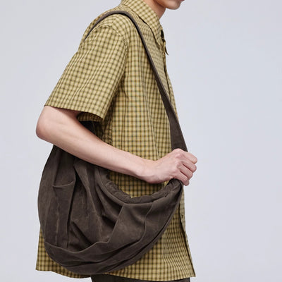 Bolsa Bandolera de Gamuza con Pliegues para Hombre