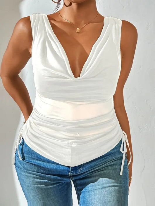Top Crop Escotado Ajustado de Cintura Alta Sexy - Image 27