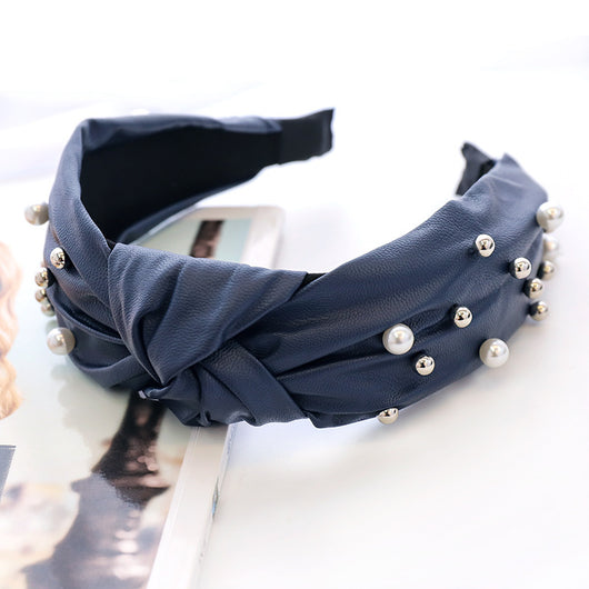 Diadema de Cuero con Perlas y Cuentas Decorativas - Image 11