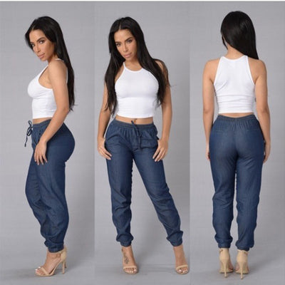 Pantalones Denim Sueltos de Color Sólido para Mujer - Image 2