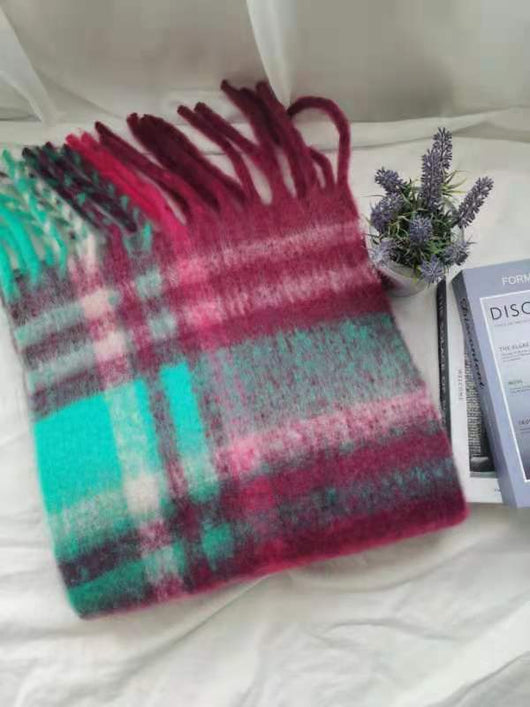 Bufanda de Cashmere a Cuadros con Rayas Coloridas para Otoño - Image 19
