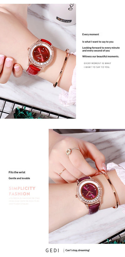 Reloj Cinturón de Cuero Doble Diamante Versátil para Mujer - Image 15