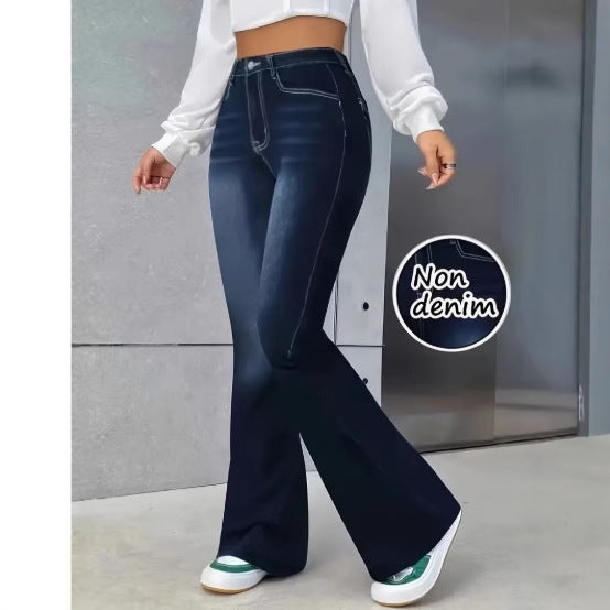 Jeans Bootcut Cintura Alta Slim Fit Estilo Americano