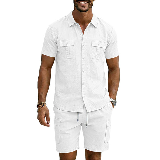 Conjunto Camisa Tipo Polo con Solapa y Shorts Multibolsillos - Image 5
