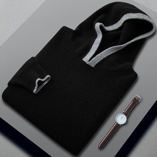 Suéter de Cachemira Holgado con Agujas Contraste para Hombre - Image 5