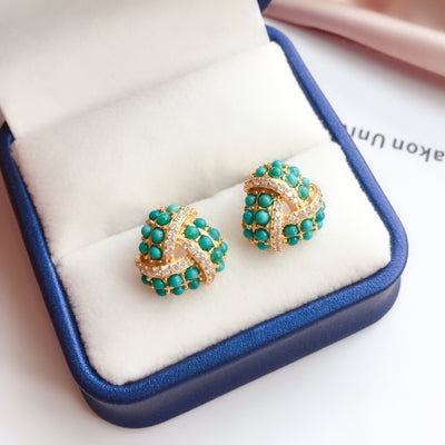 Aretes Turquesa Hubei con Diseño Explosivo para Mujer