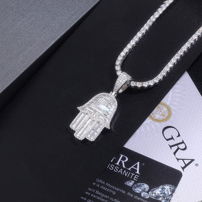 Collar de Plata 925 con Moissanita - Joya de Lujo Minimalista Chapada en Platino - Image 4