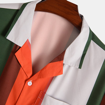 Camisa Casual de Rayas Bicolor para Hombre - Estilo Europeo y Americano - Image 5
