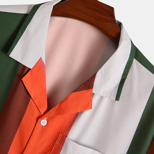Camisa Casual de Rayas Bicolor para Hombre - Estilo Europeo y Americano - Image 5
