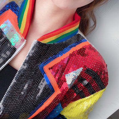 Chaqueta Geométrica con Lentejuelas para Mujer - Versátil y Elegante - Image 7