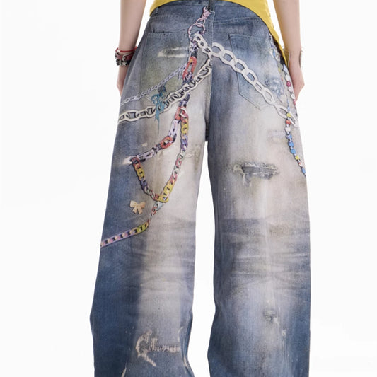 Jeans Retro Americano con Estampado de Caricaturas - Image 2