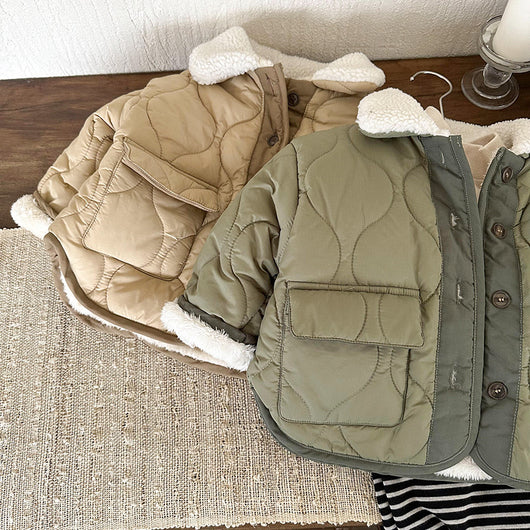 Abrigo Acolchado de Moda Coreana con Cuello de Piel de Cordero - Image 3