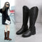 Botas Altas Estilo Caballero con Tacón Grueso y Cierre Lateral para Mujer