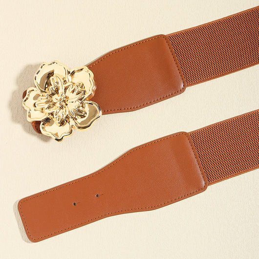 Cinturón Elástico para Mujer con Hebilla Floral Dorada - Accesorio Elegante para Vestidos - Image 21