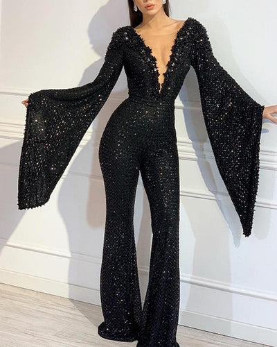 Jumpsuit con Lentejuelas y Cuello en V - Image 5