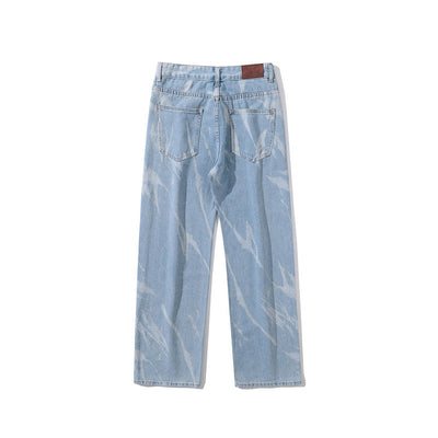 Jeans Rectos Oversize Tie Dye Lavado Desgastado para Hombre - Image 3