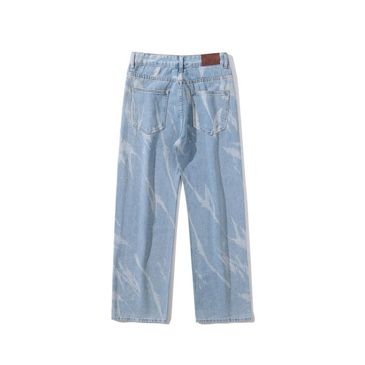 Jeans Rectos Oversize Tie Dye Lavado Desgastado para Hombre - Image 3