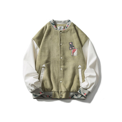 Chaqueta de Contraste con Bordado para Parejas Estudiantes - Image 19