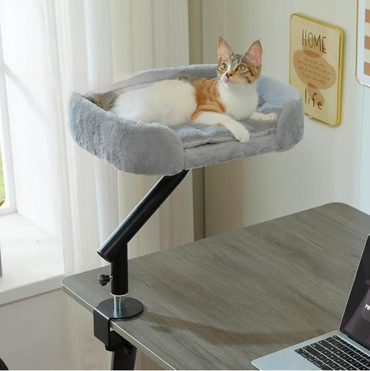 Cama Elevada para Gatos con Torre Ajustable y Diseño Giratorio