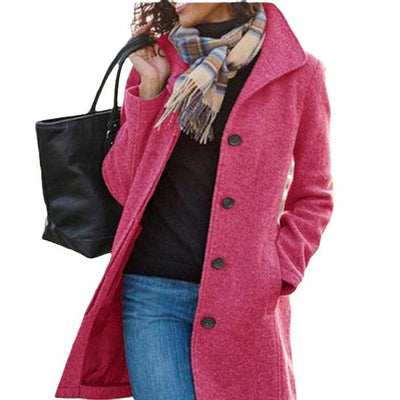 Abrigo Cardigan de Lana para Mujer con Cierre de Hebilla Decorativa - Image 5