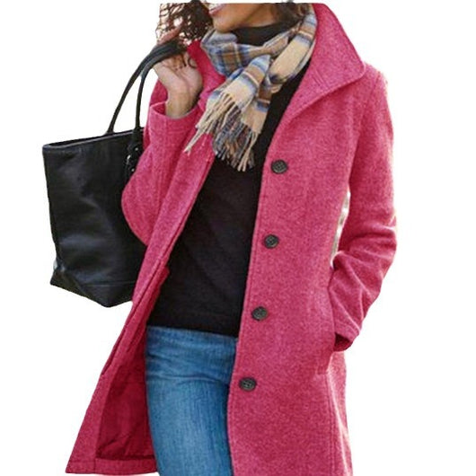 Abrigo Cardigan de Lana para Mujer con Cierre de Hebilla Decorativa - Image 5