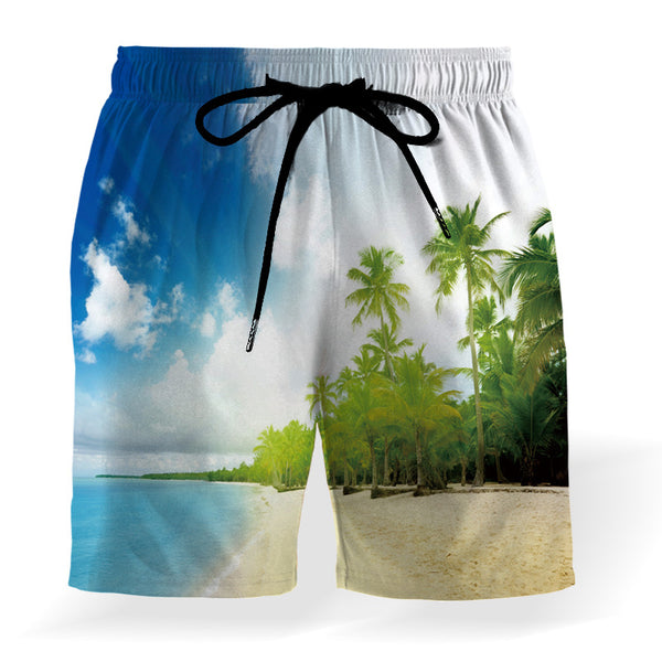 Shorts de Playa con Estampa de Coco y Cintura Elástica