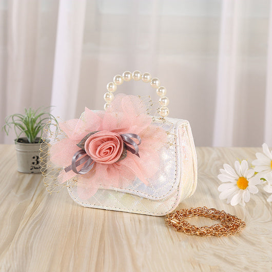 Bolso Bandolera Tejido con Perlas Floral - Image 6
