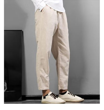 Pantalones Casuales de Lino y Algodón para Hombre - Ajuste Versátil - Image 23