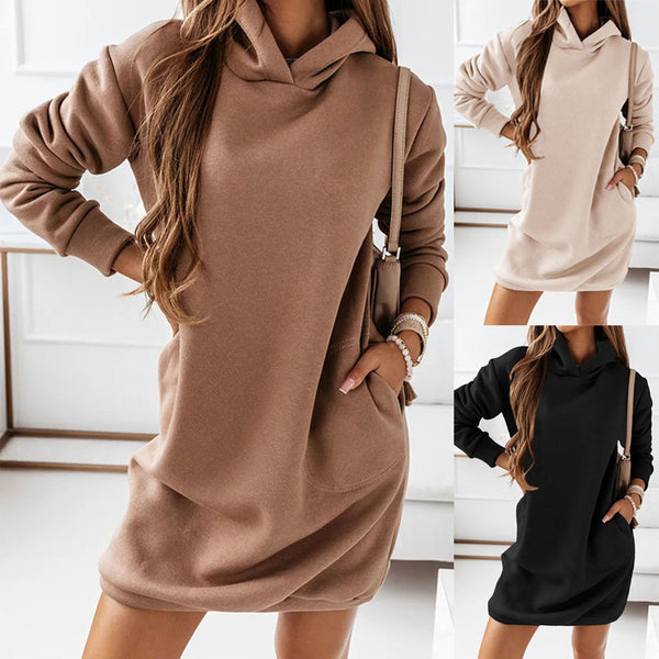 Vestido Largo Mujer con Capucha y Manga Larga - Diseño Minimalista